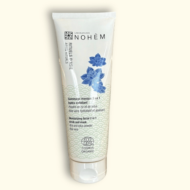 Nohèm Gommage visage doux à la poudre de riz et à l'Aloe Vera Masque exfoliant visage